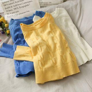 Cropped Cable-knit Sweater In 6 Colors