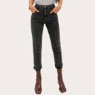 Seam-trim Washed Straight-leg Jeans