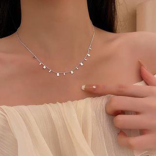 Fringed Stainless Steel Choker X938 - Silver - One Size