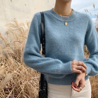 Crewneck Woolen Fuzzy Sweater