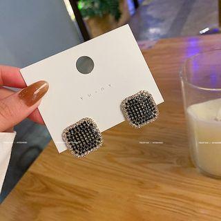 Square Rhinestone Earring 1 Pair - E2851 - Black - One Size