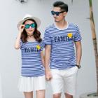Couple Matching Striped Short Sleeve T-shirt / Shorts / Pleated Skirt