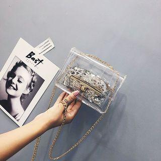 Transparent Chained Handbag With Pouch