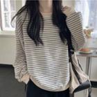 Striped Sweatshirt Stripe - White - One Size