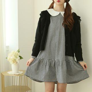Peter-pan Collar Gingham Dress