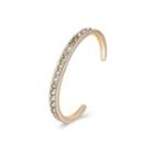 Elegant Plated Rose Gold Open Bangle With Green Cubic Zircon Champagne - One Size