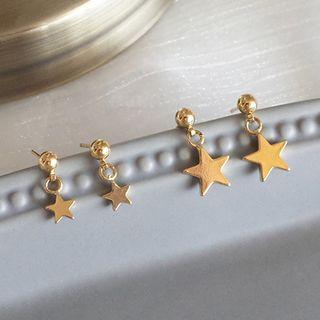 Gold Plated Star Drop Earrings