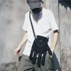 Plain Drawstring Crossbody Bag Black - One Size