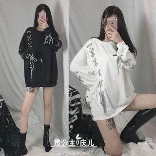 Letter Lace-up Sweatshirt