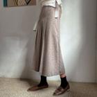 Herringbone Pleated Long Skirt