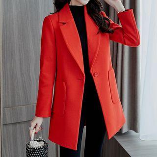 Plain Single-breasted Long Coat