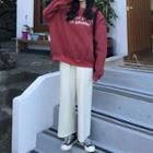 Crop Straight Fit Pants / Lettering Pullover