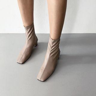 Square-toe Zip-up Booties In 2 Designs