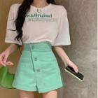 Short-sleeve Lettering T-shirt / Asymmetrical Skort / Set