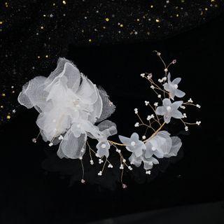 Wedding Faux Pearl Mesh Flower Headpiece As Shown In Figure - One Size