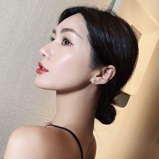 Non-matching Rhinestone Ear Cuff Earring 1 Pair - Asymmetric - Gold - One Size