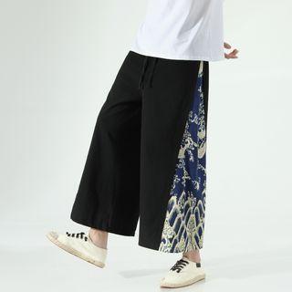Graphic Print Panel Wide Leg Pants
