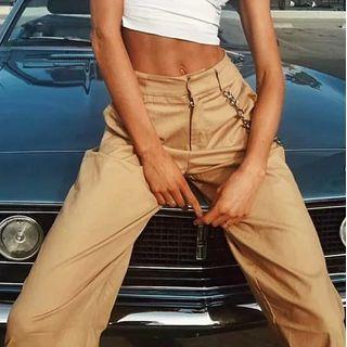 High Waist Chain Cargo Pants