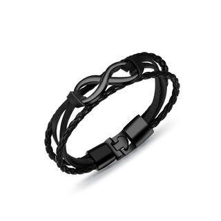 Fashion Creative Plated Black Infinity Symbol Multilayer Leather Bracelet Black - One Size