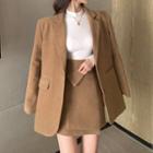 Blazer / Ribbed Knit Top / A-line Skirt