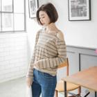 Stripe Cold-shoulder Sweatshirt