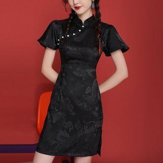 Short-sleeve Embroidery Mini Dress