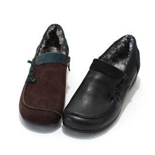 Faux-fur Lined Genuine Suede Loafers