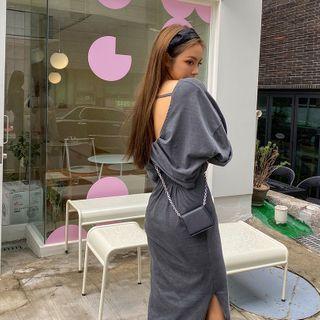 Twist-back Long T-shirt Dress