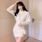 Long-sleeve Plain Slim-fit Sweater Dress