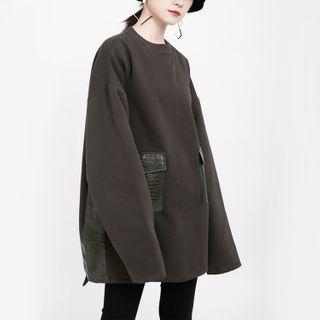 Flap-pocket Panel Pullover Army Green - One Size