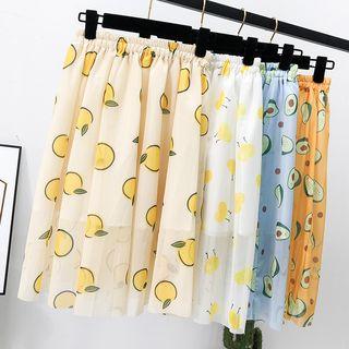 Fruit-print A-line Skirt