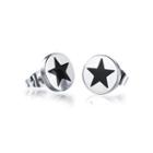 Simple Fashion Star Geometry Round 316l Stainless Steel Stud Earrings Silver - One Size