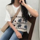 Pattern Knit Vest Milky White - One Size