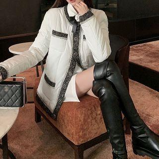 Contrast Trim Padded Buttoned Jacket