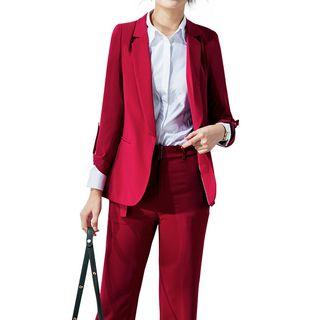 Set: Plain Blazer + Dress Pants / + Dress Shirt