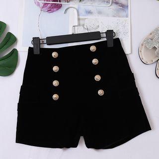 Velvet Double-breasted Shorts