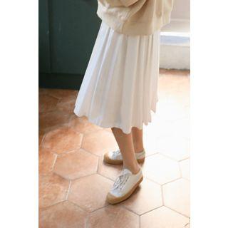A-line Midi Box-pleat Skirt
