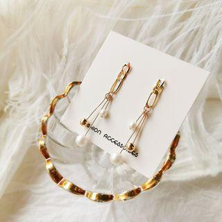 Faux Pearl Fringed Earring 1 Pair - Stud Earrings - One Size