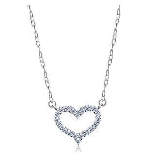 Heart Rhinestone Pendant Sterling Alloy Necklace Necklace - Love Heart - Silver - One Size