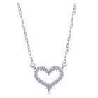 Heart Rhinestone Pendant Sterling Alloy Necklace Necklace - Love Heart - Silver - One Size