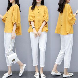 Set: 3/4-sleeve Shirt + Harem Pants