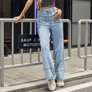 Pocketed Loose-fit Straight Leg Jeans