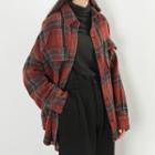 Plaid Shirt Jacket Dark Red - One Size