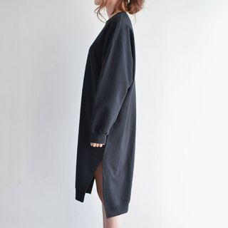 Slit-side Cotton Pullover Dress