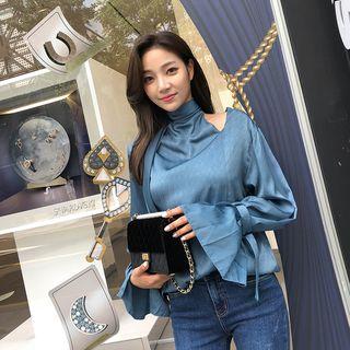 Scarf-neck Satin Blouse