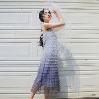 Ruffle Tiered Strappy Midi Dress