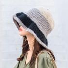 Color-block Knit Bucket Hat As Shown In Figure - One Size