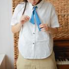 Short-sleeve Tie-neck Shirt White - One Size