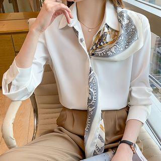 Printed Tie-neck Shirt