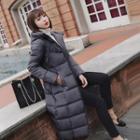 Stand Collar Long Zip Hooded Padded Coat